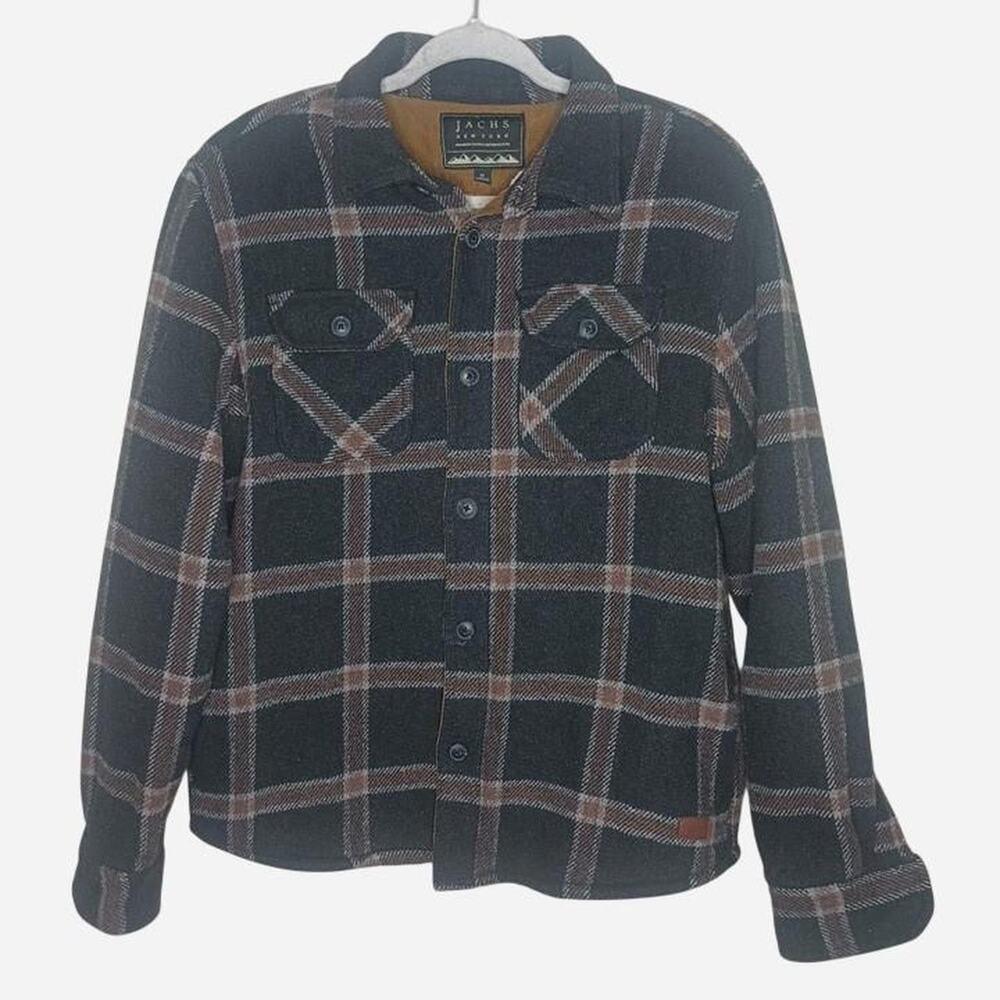 Jachs New York Black Plaid Insulated Flannel Shirt size Medium